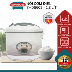 Nồi cơm điện Sunhouse SHD8602, Dung tích 1.8L, Công suất 700W